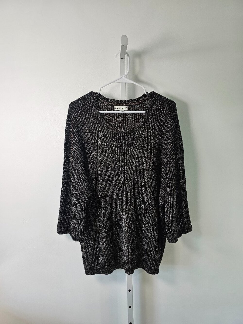 Ava & Viv Sweater Black Bronze Metallic Ribbed Party 2X